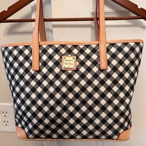 Dooney & Burke/ black and white gingham tote